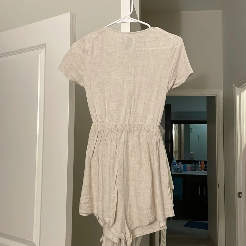 Princess Polly Ragnar Tie Front Romper Beige - Picture 14 of 15